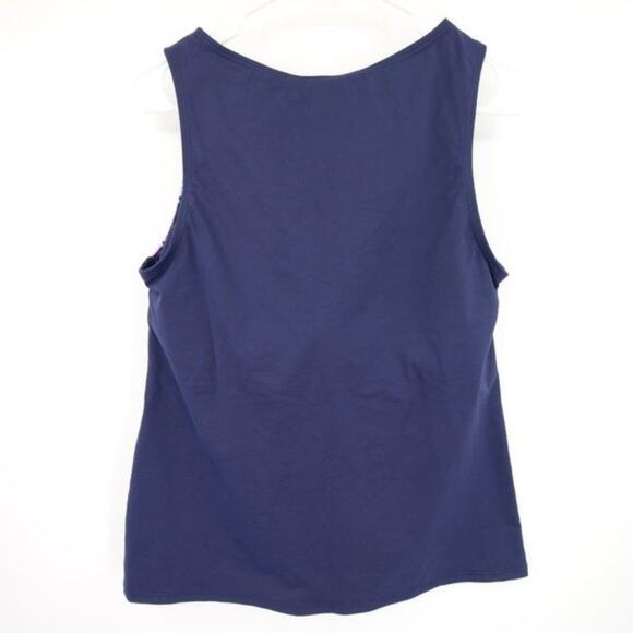 NWOT Lands End Navy Blue Tank Tankini Swim Top Palm Print Purple Size 12 - Picture 9 of 9